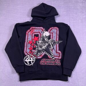 Lost Hills Hoodie A Prayer To The Dark Side Skeleton Graphic Mens Medium Black